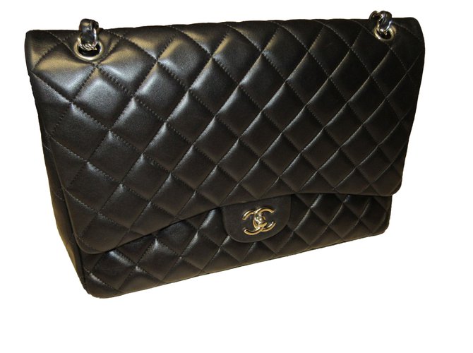 Chanel TIMELESS  MAXI JUMBO XL Black Leather  ref.59897