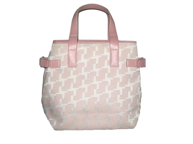 Lancel Handbags Pink Leather Cloth  ref.59924