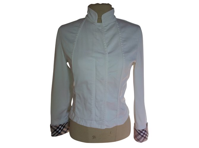 BURBERRY merveilleuse veste courte cintrée blanc t 36 Coton  ref.60034