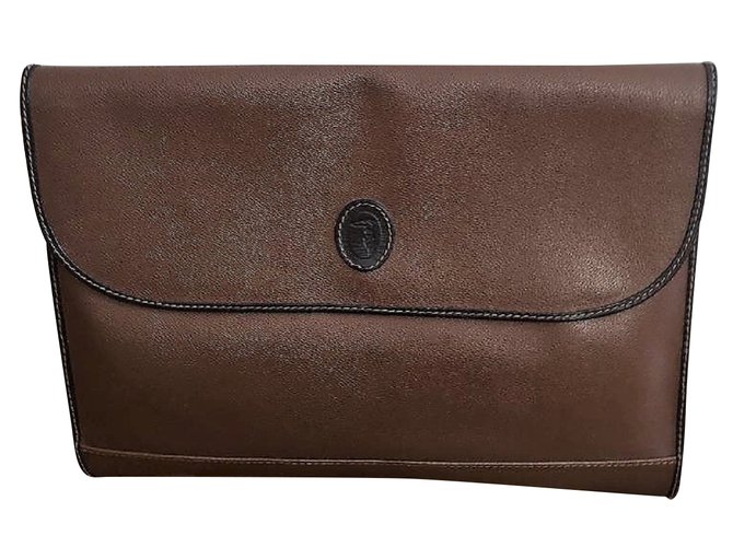 Trussardi men's vintage handbag great conditions Brown Leather  ref.60159