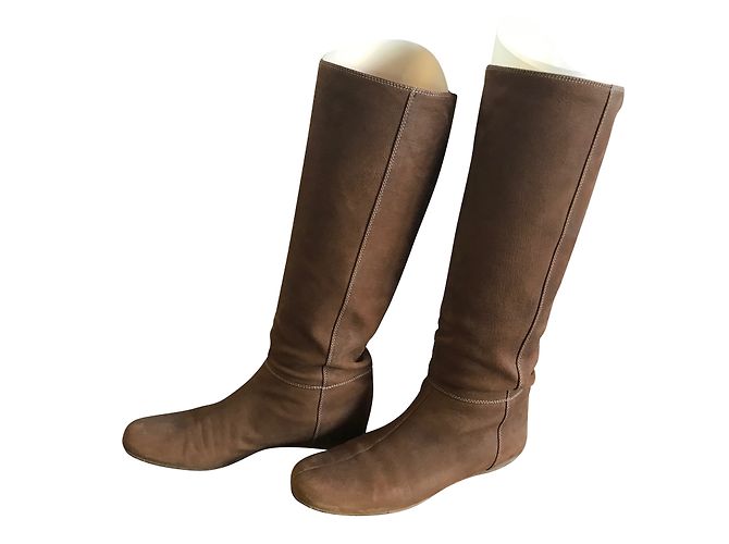 Bottes Prada en daim marron clair