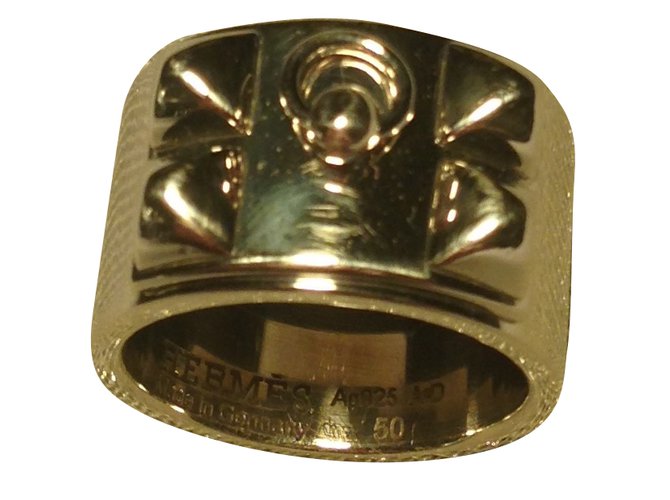 Hermès Collier de chien Ring Silvery Silver  ref.60196