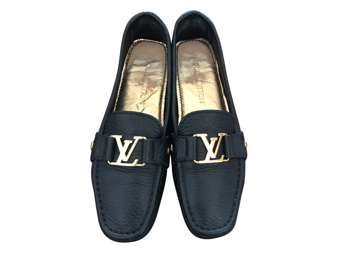 Louis Vuitton Flats Black Leather  ref.60197