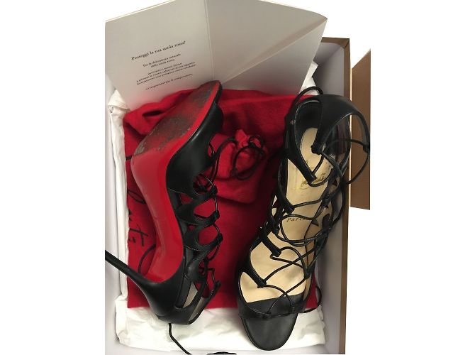 Sandali Christian Louboutin in pelle nera 37 Nero