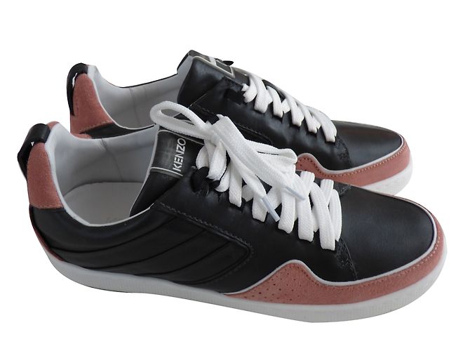 Kenzo Ledersneaker Schwarz und Rosa Größe 40 Pink Weiß