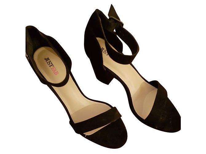Autre Marque Sandálias Just Fab em pele de veado pretas 40 Preto