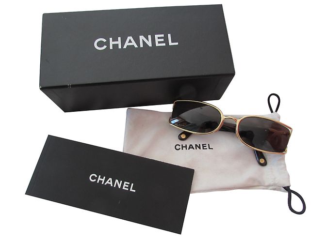 Chanel Occhiali da sole D'oro Marrone chiaro Metallo Plastica