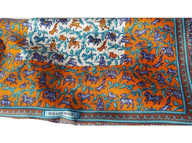 Hermès Bufandas de seda Naranja