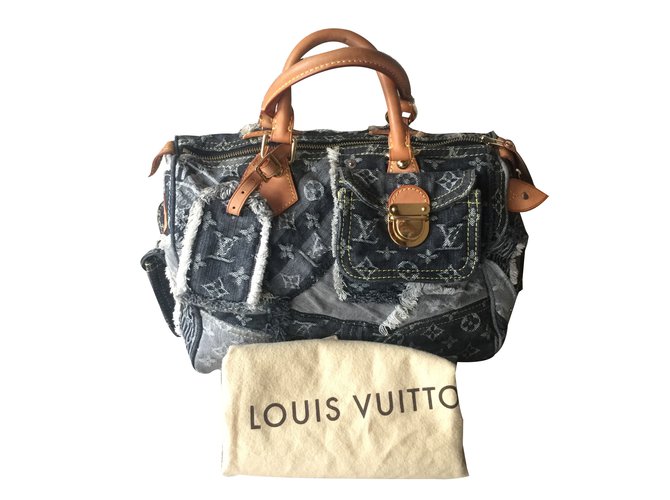 Speedy Louis Vuitton Handtaschen Anthrazitgrau Baumwolle  ref.60373