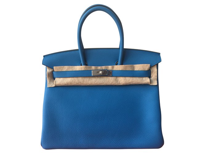 Hermès Birkin 35 Cuir Bleu  ref.60413