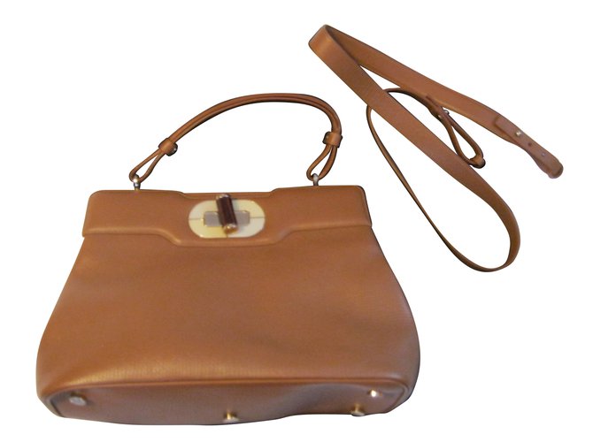 Bulgari “Isabella Rossellini” large handbag Brown Caramel Leather  ref.60418
