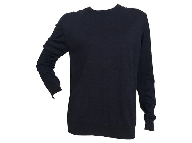 Lanvin Navy/Black Jumper Navy blue Cotton Wool  ref.60559