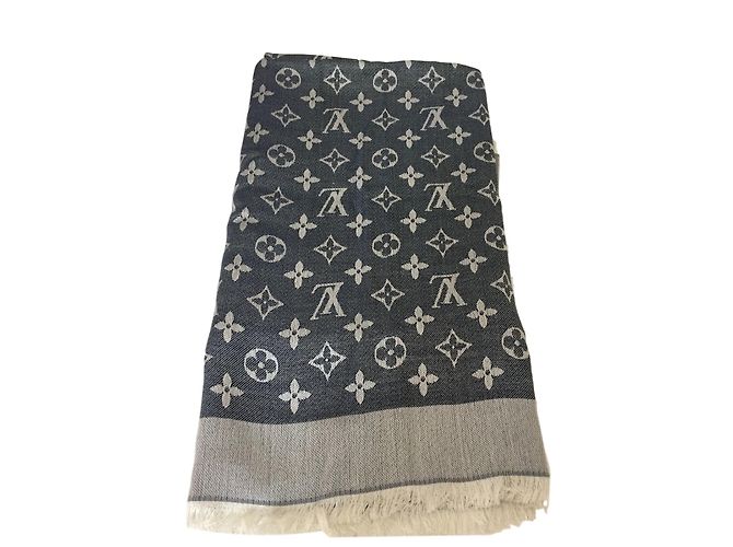 Louis Vuitton Stola denim monogram Blu navy Lana