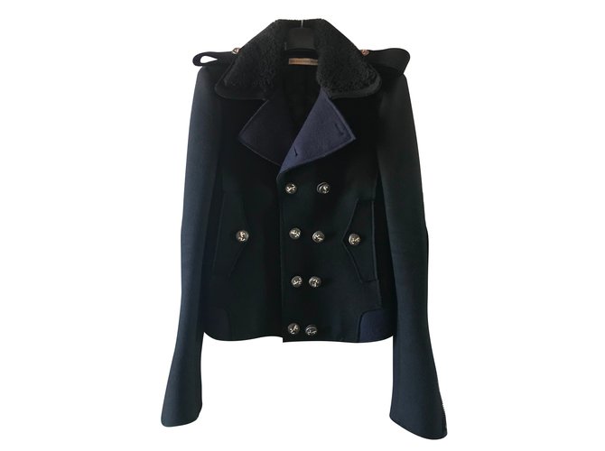 Balenciaga Jacket Black Navy blue Wool  ref.60530