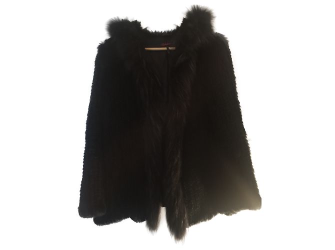 Abrigo de piel de conejo Redskins negro