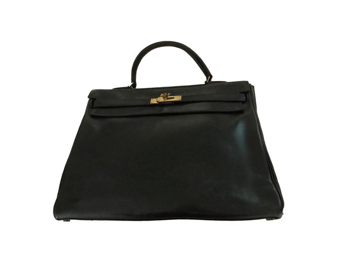 Kelly Hermès Handtaschen Schwarz Leder  ref.60602