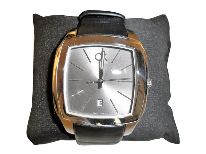 Ck calvin klein new men's wristwatch Black Silvery Steel  ref.60619