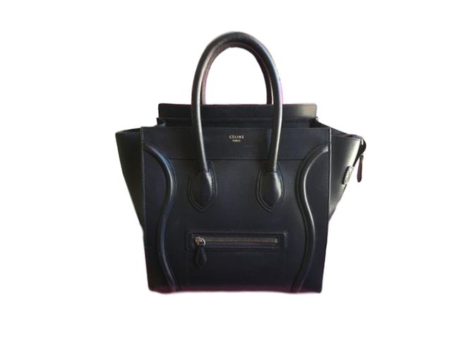 Céline Luggage Handtasche Blau Leder