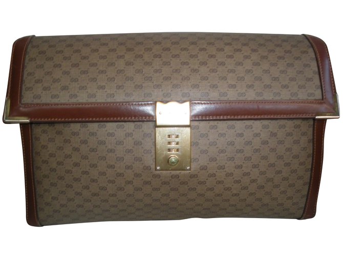 Gucci Sacos de embreagem Marrom Lona  ref.60638