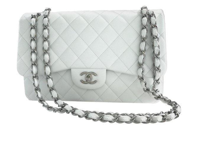 Timeless Chanel Bolsas Branco Couro  ref.60690