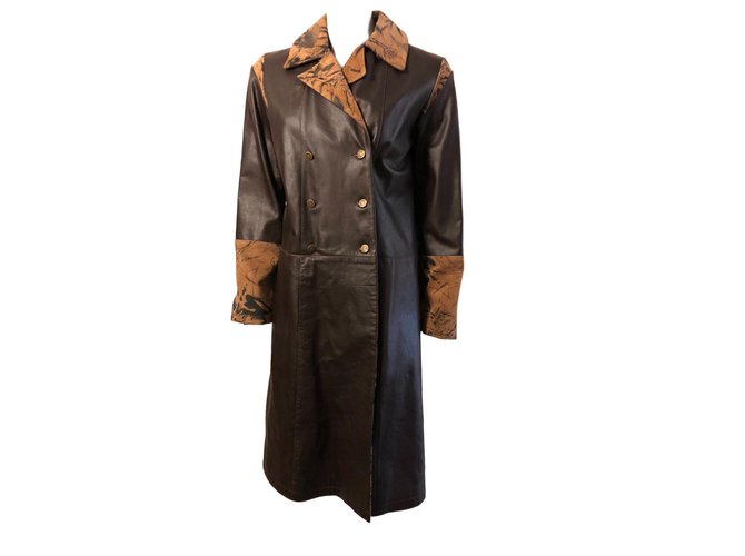 Kenzo Coats, Outerwear Dark brown Leather  ref.60692