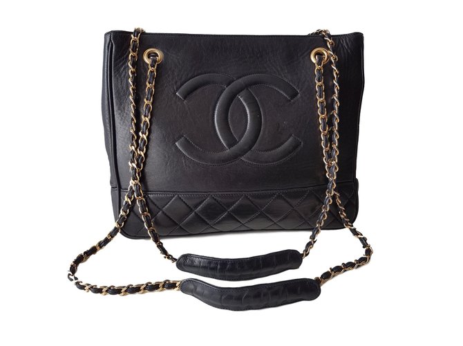 Chanel Totes Black Leather  ref.60707