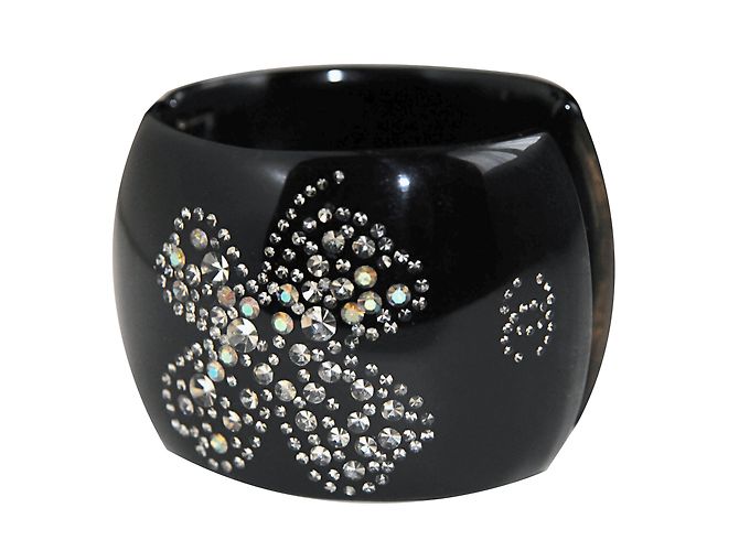 Bracciale Rigido Chanel in Resina Nera Nero