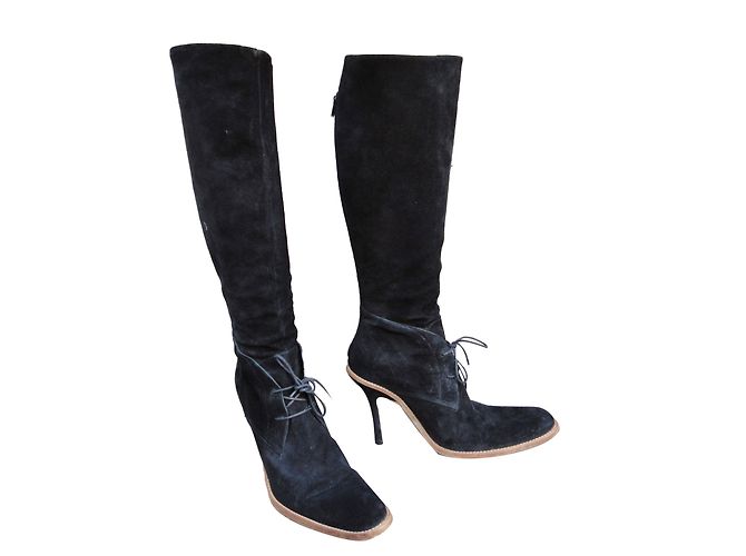 Jean Paul Gaultier Stiefel aus schwarzem Samtkalbsleder