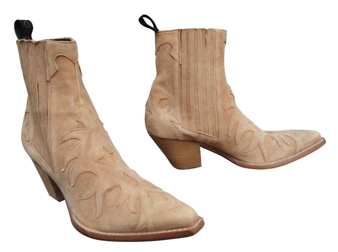 Sartore Ankle Boots Beige Leather  ref.60800