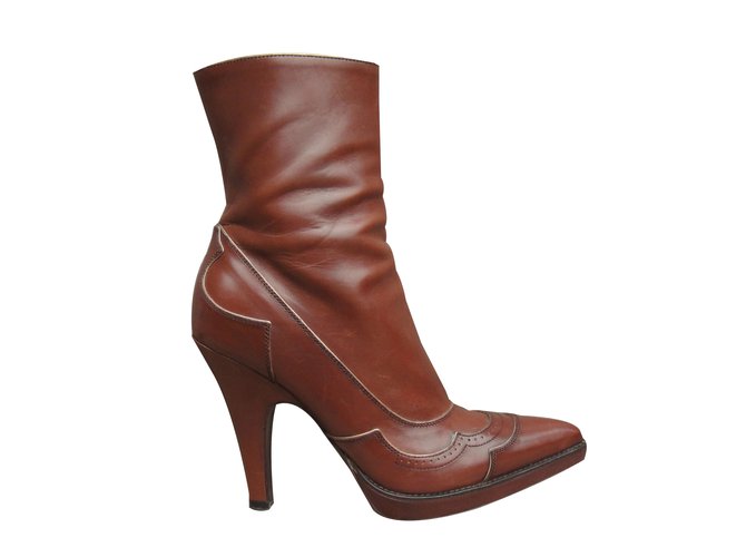 Prada Ankle Boots Brown Leather  ref.60806