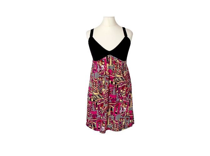 Camisón La Perla Studio de Nylon Negro y Rosa Multicolor