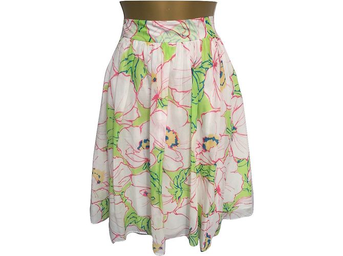 Saia Moschino Cheap And Chic floral de algodão e seda branca Rosa Branco Verde