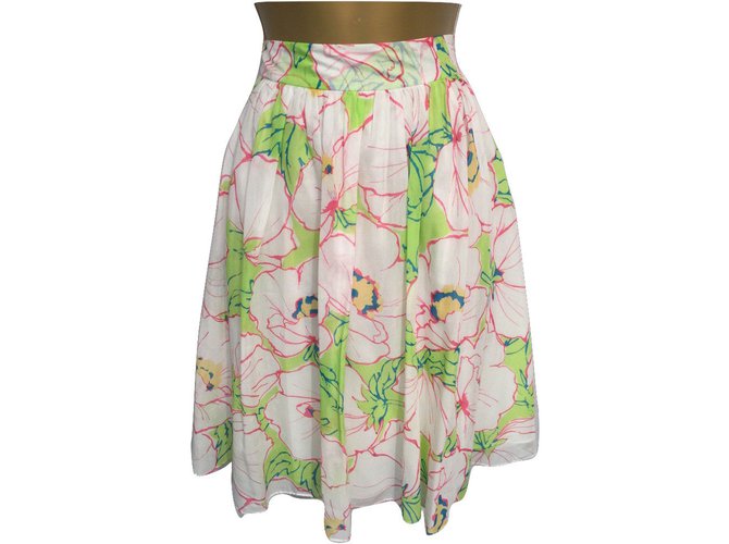 Moschino Cheap And Chic Skirts Pink White Green Silk Cotton  ref.60905