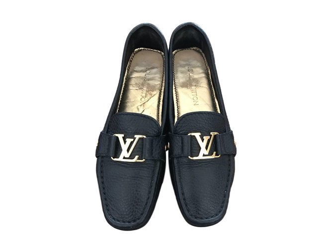 Louis Vuitton Flats Black Leather  ref.60908