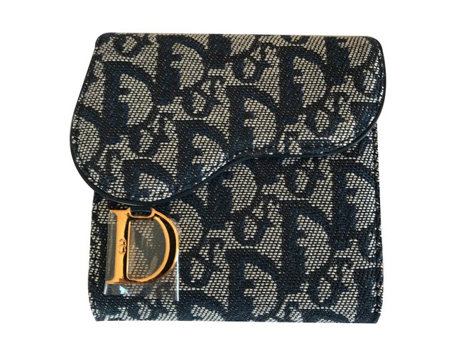 Christian Dior borse, portafogli, casi Blu navy Pelle Tela  ref.60911