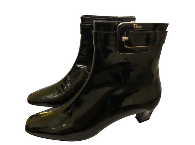 Dior Ankle Boots Black Patent leather  ref.60998