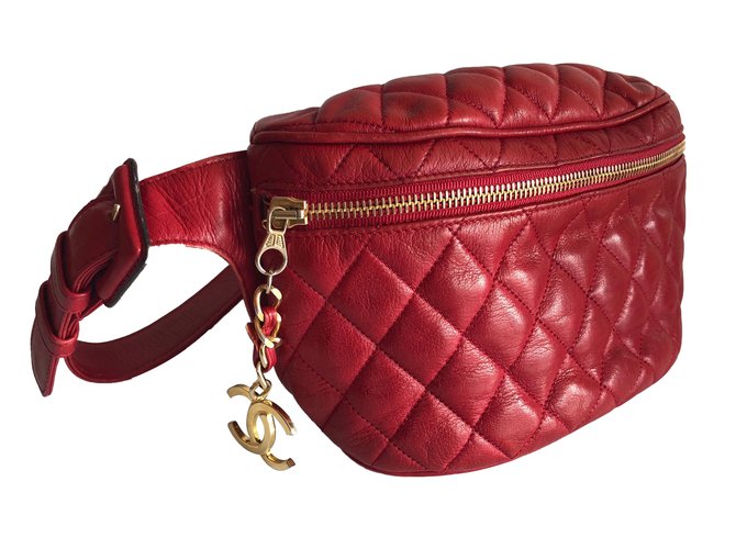 Chanel Handtaschen Rot Leder  ref.61073
