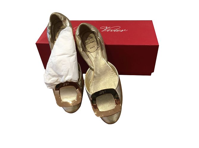 Bailarinas Roger Vivier de piel dorada Dorado
