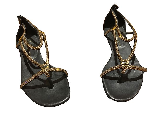 Sandali Lola Cruz in pelle nera con strass Nero