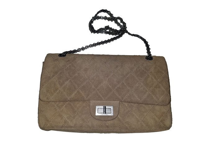 2.55 Chanel Handbags Beige Lambskin Deerskin  ref.61134