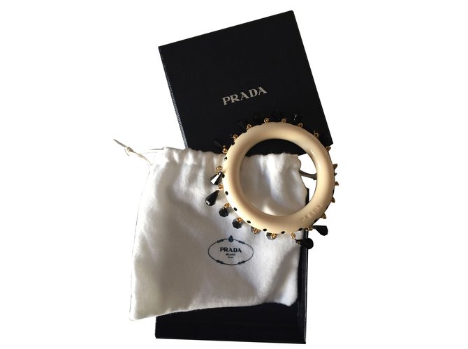 Prada plexiglas bracelet with contrast pendants Beige  ref.61166