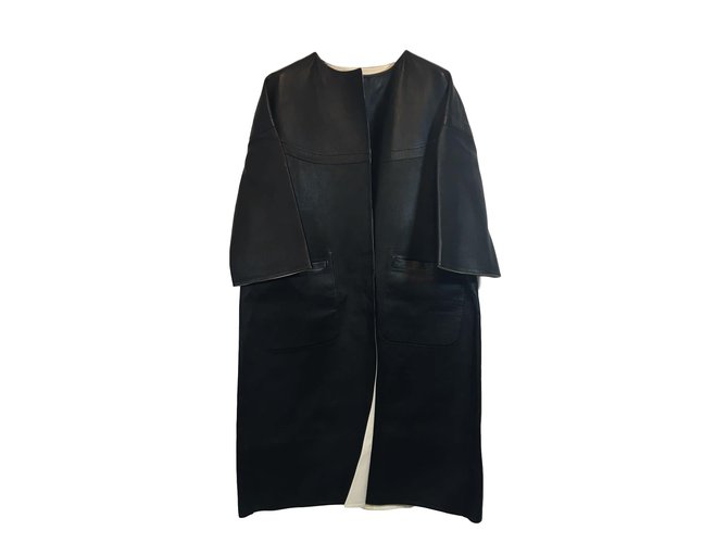 Marni Reversible coat Black White Leather  ref.61241