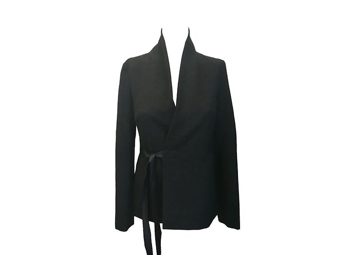Giacca avvolgente Rick Owens nera in mohair e angora Nero