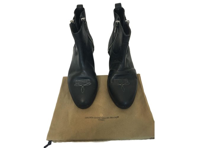 Golden Goose Ankle boots Black Leather  ref.61255