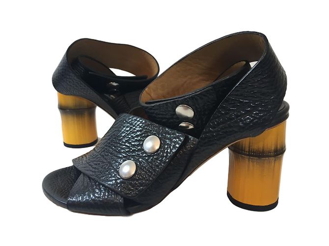 Sandali Pica Bamboo Acne in pelle nera Nero
