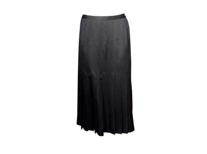 Chanel Skirts Black Golden Silk  ref.61283