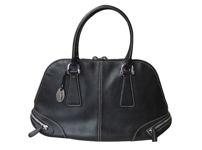 Borsa Tod's Trapeze in pelle nera granulata Nero