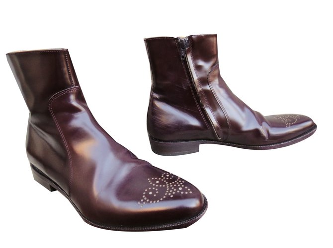 Maison Martin Margiela Ankle Boots Dark brown Patent leather  ref.61515