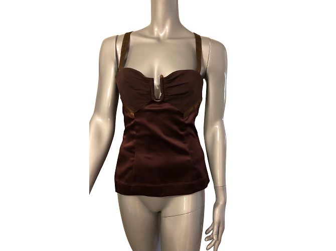 Just Cavalli Silk Strapless Top Copper