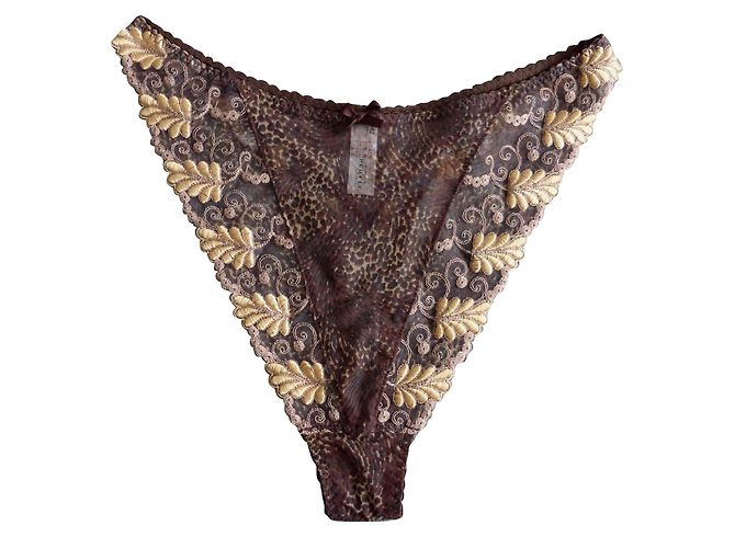 Autre Marque SIMONE PERELE String Spitze Braun Größe 4